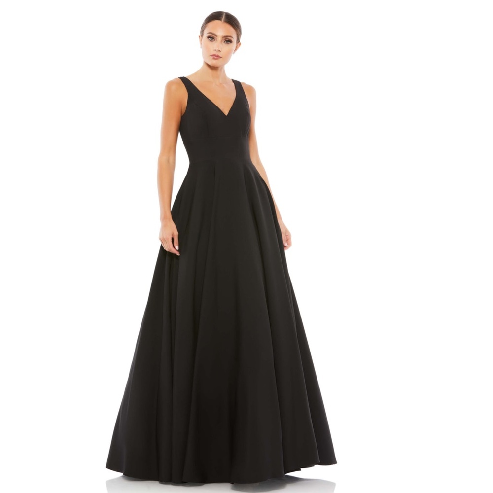 NEW Ieena Mac Duggal BLACK Classic SLEEVELESS Empire Waist A-LINE BALL GOWN - Picture 4 of 15